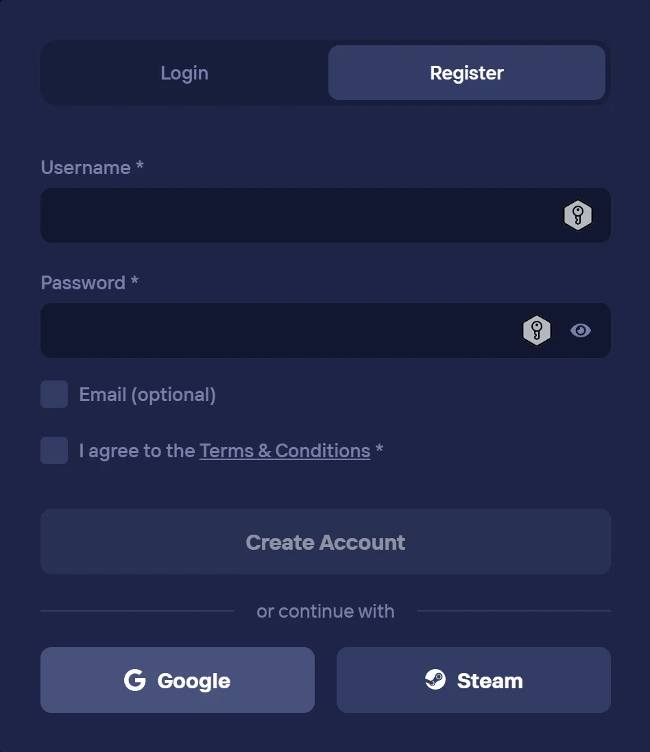 Duel Casino Registration Interface