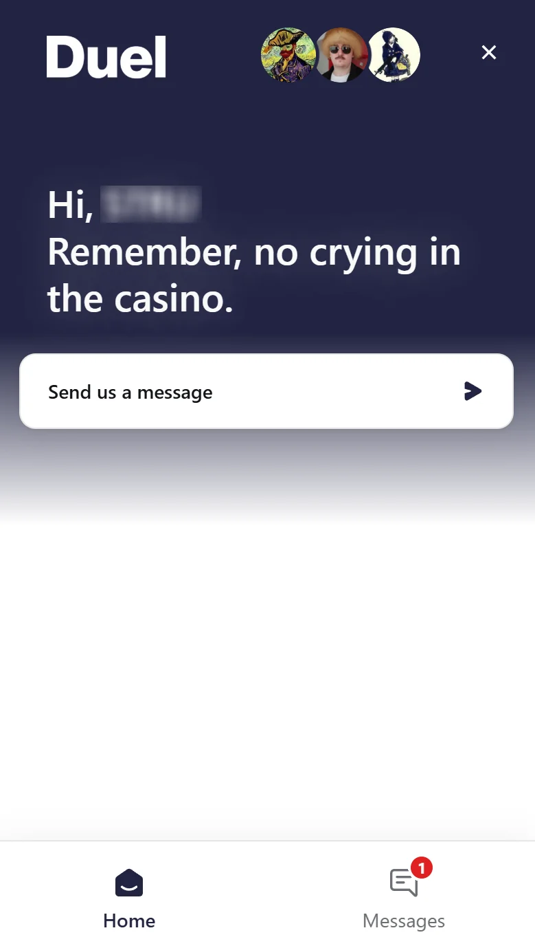 24/7 Live Support Chat at Duel Casino